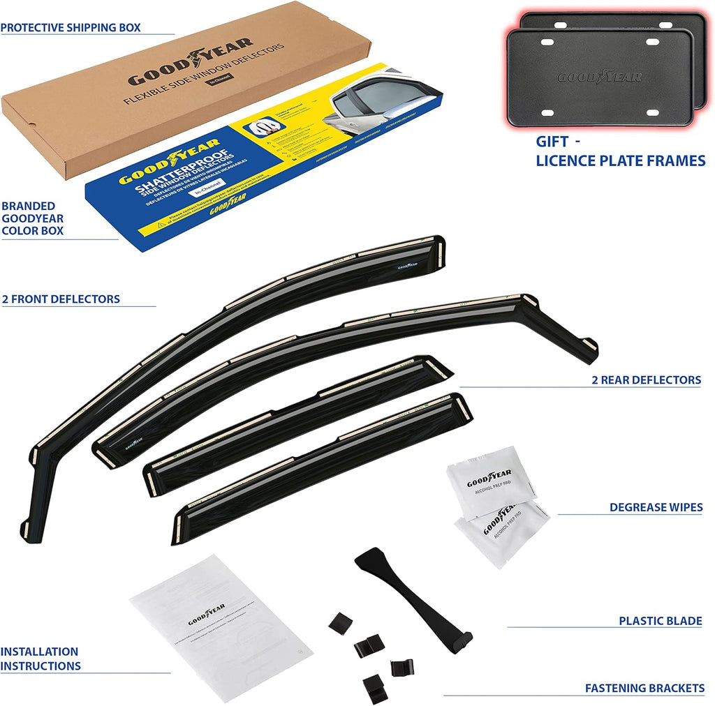 Shatterproof in-Channel Window Deflectors 4 pcs D8841