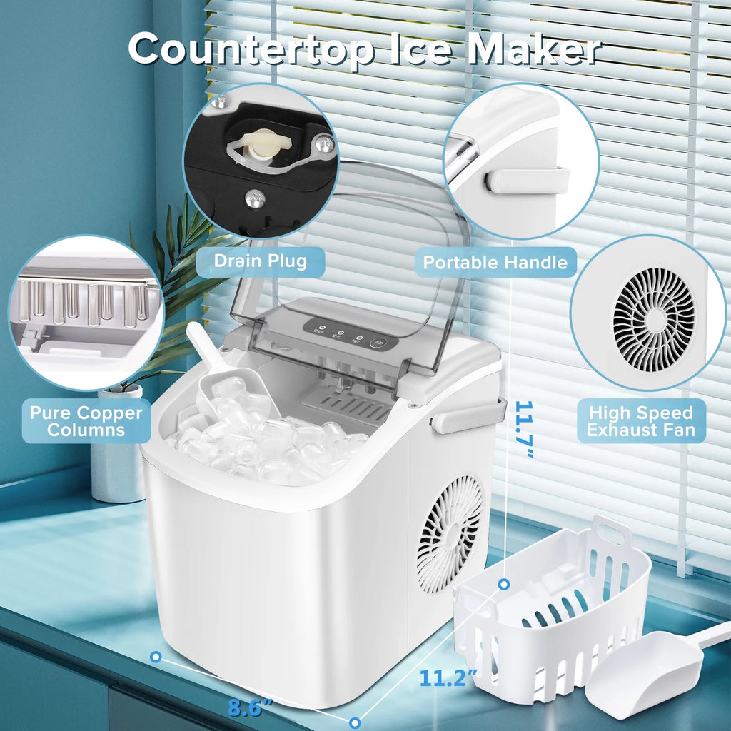 Portable Countertop Ice Maker 26lbs/24H White D419670