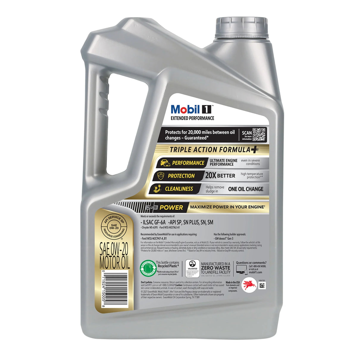 Full Synthetic Motor Oil 0W-20 5 Quart Pack of 3 O986