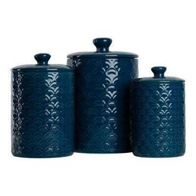 Navy Blue 3 Piece Kitchen Canister Set Z926