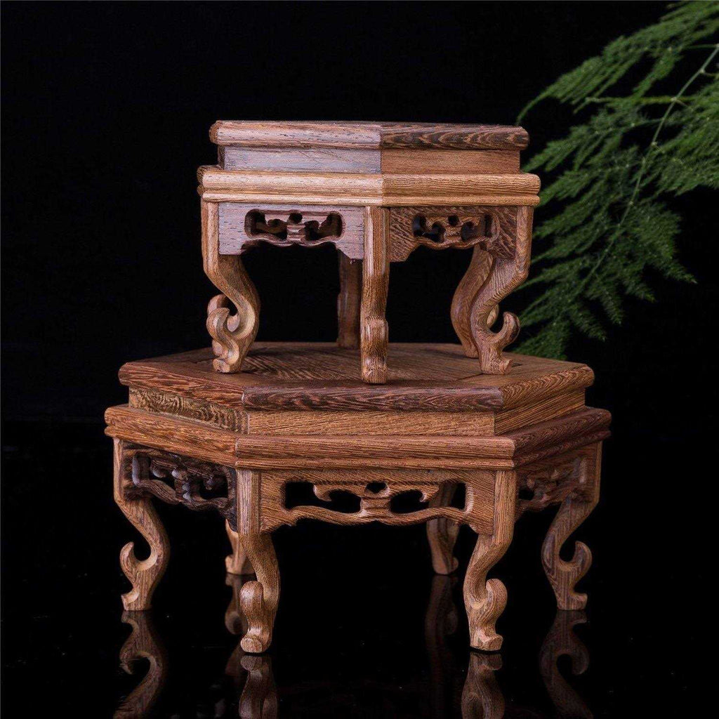Hand Craft Hexagon Rosewood Fishbowl Vase Stand H652