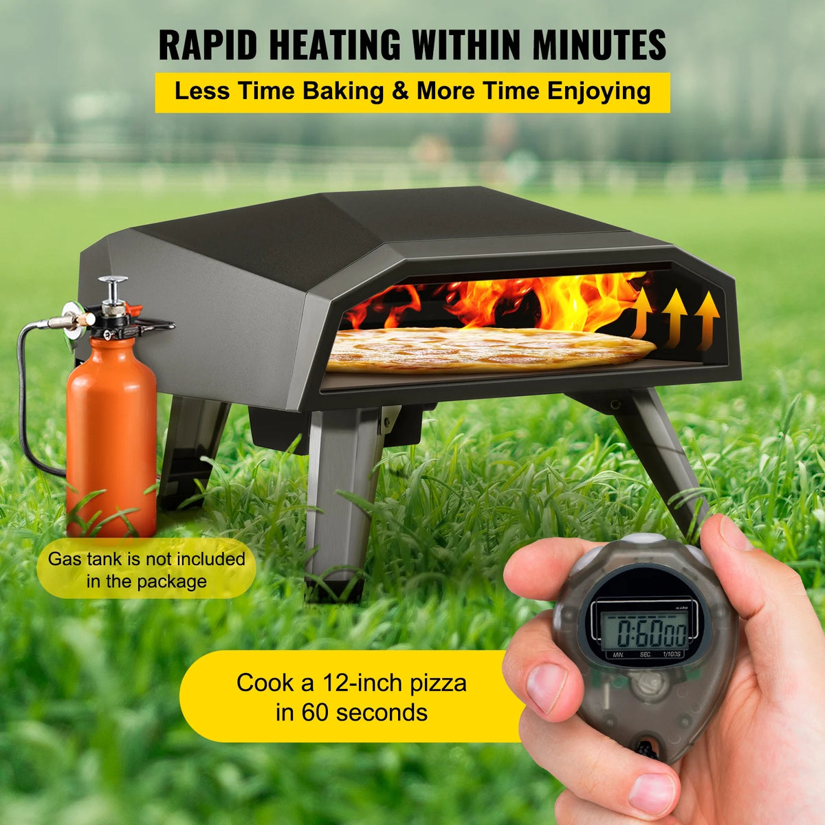 Stainless Steel Propane Pizza Oven with 12 Pizza Stone M542160