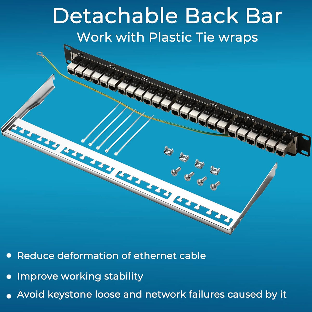 24 Port Cat6A STP Shielded 1U Network Patch Panel J909766