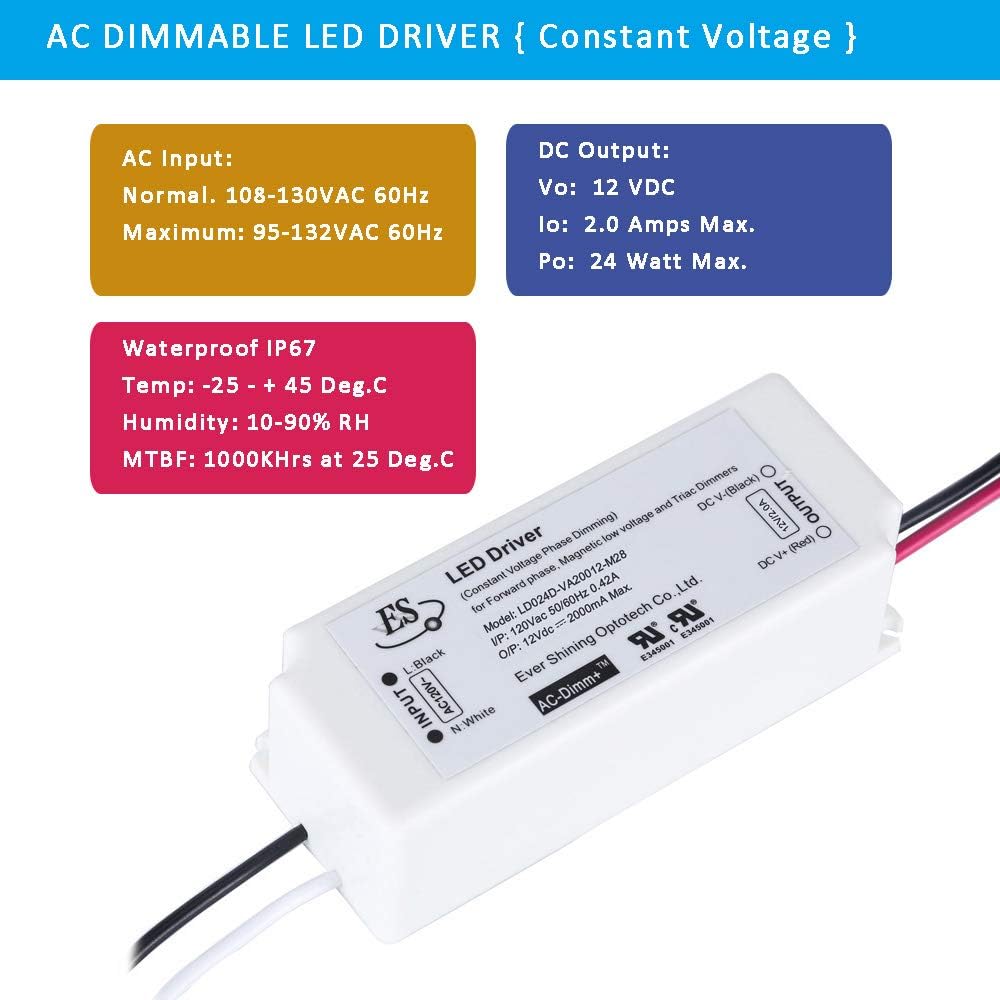 12V 24W Dimmable LED Driver IP67 Waterproof G983567