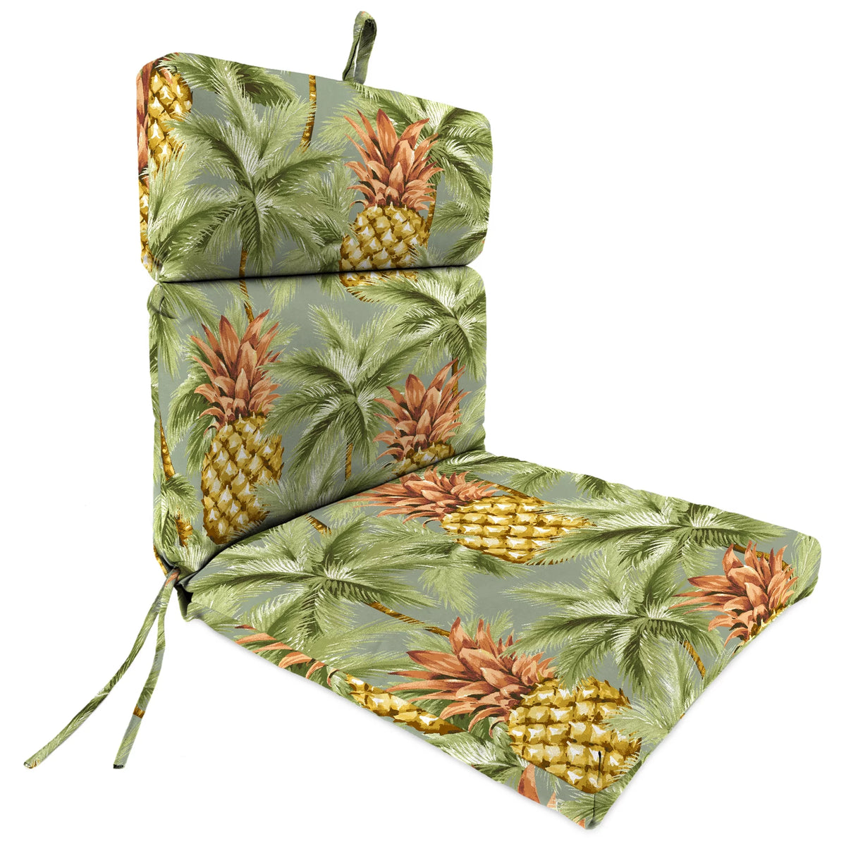 Green Tropical Rectangular Outdoor Chair Cushion with Ties K9552