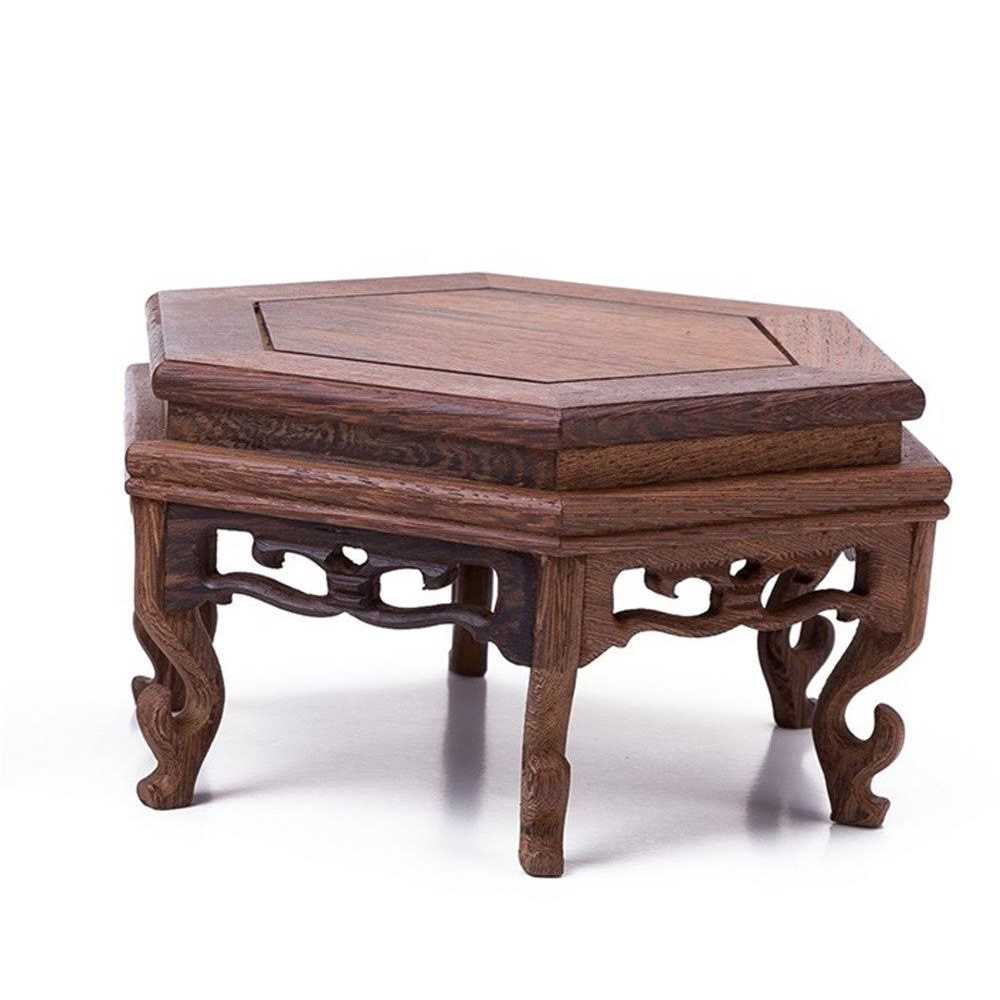 Hand Craft Hexagon Rosewood Fishbowl Vase Stand H652