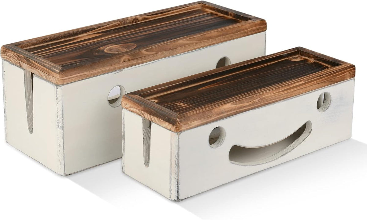 White Cable Management Box Set with Magnetic Lid R894