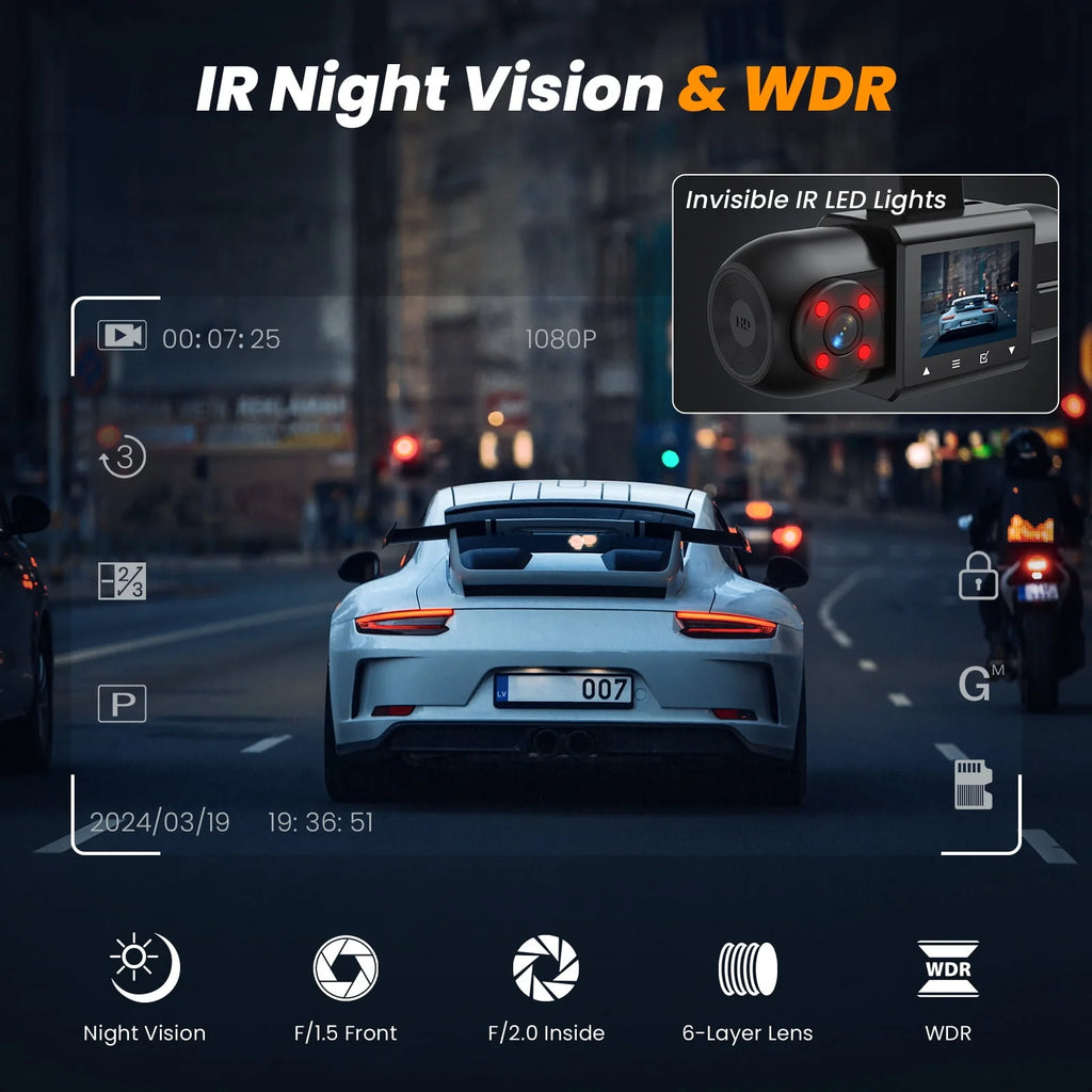 1080P FHD Car Camera with IR Night Vision P95637