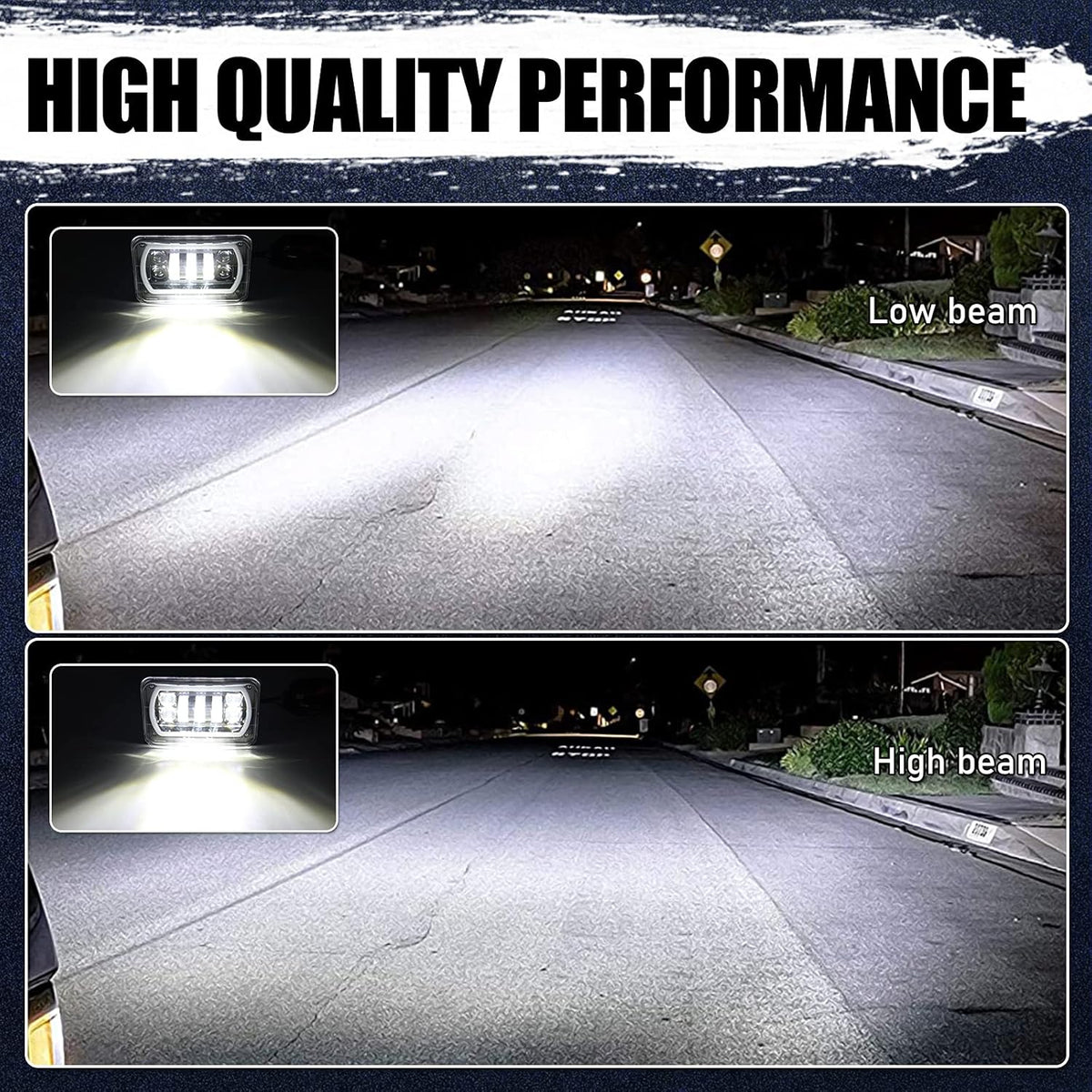 4x6 Led Headlight Halo White DRL Amber Turn Signal 2PC Pack R32537