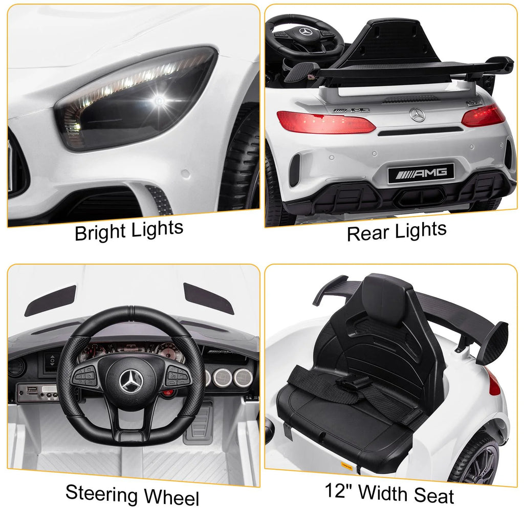 12V Electric Ride on Car Toy with Remote Control, LED Lights, Black L78138