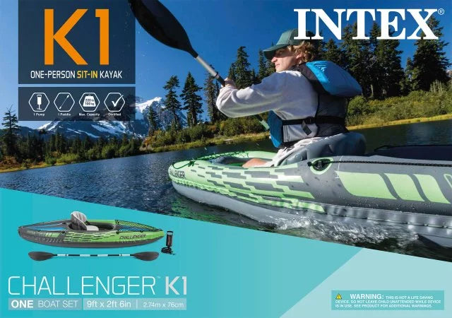 Inflatable Single Person Kayak Set with Pump I94119