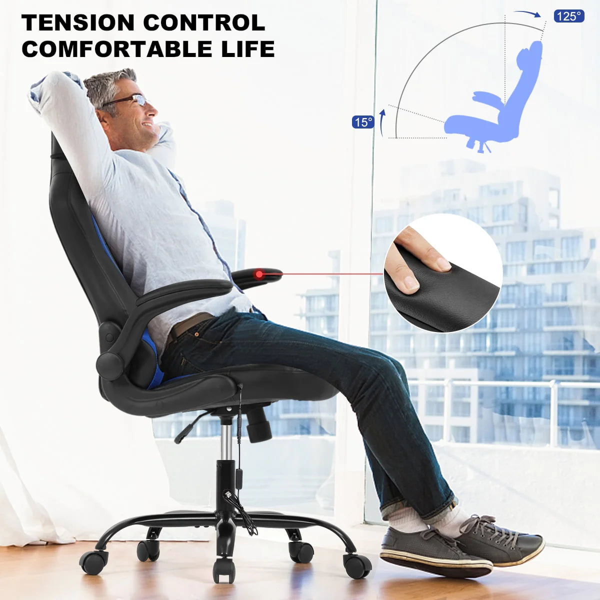 White Ergonomic Massage Gaming Chair S2664