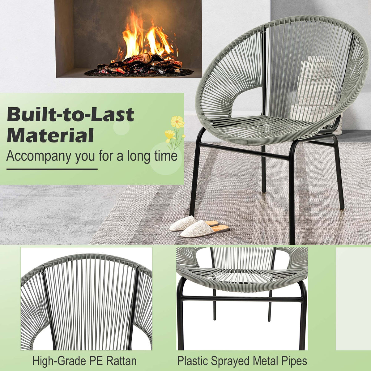 3 Pc Black Plastic Rope Patio Bistro Set Z111004