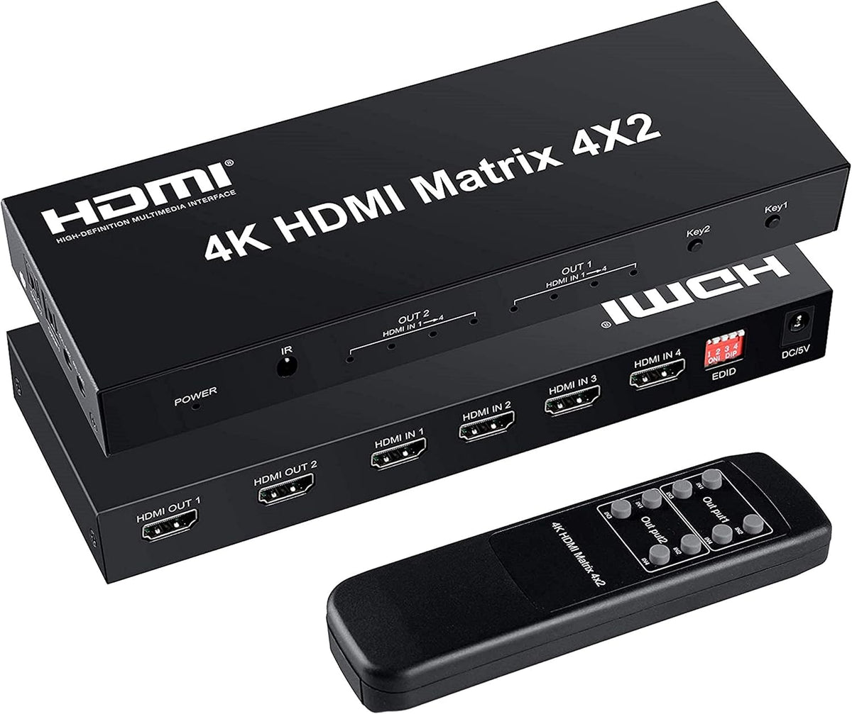 4 in 2 Out HDMI Matrix Switch with IR Remote Control D915