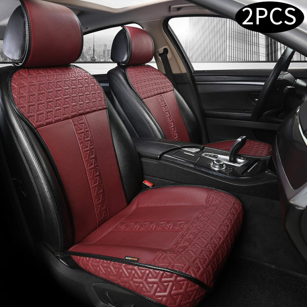 Leather PU Car Seat Cover Black 2PCS H7848