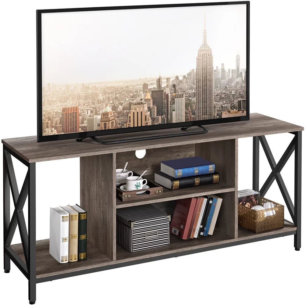 TV Stand with Storage up to 65'' Distressed Gray V9356