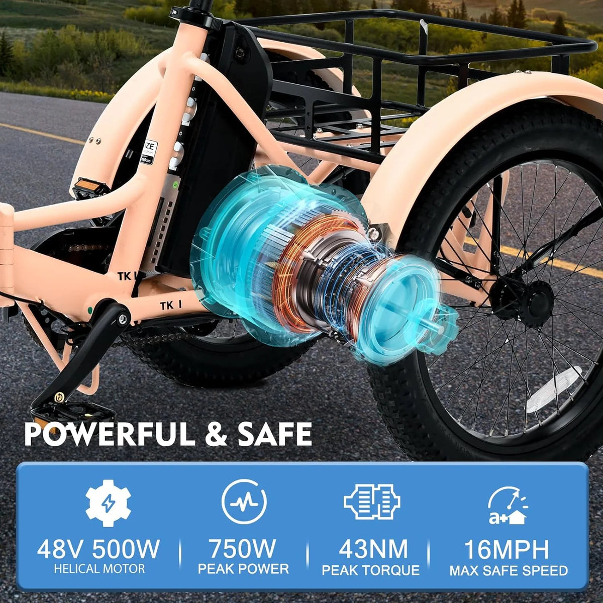 24/26 Electric Tricycle 350W 36V 7 Speeds with Large Basket K879904
