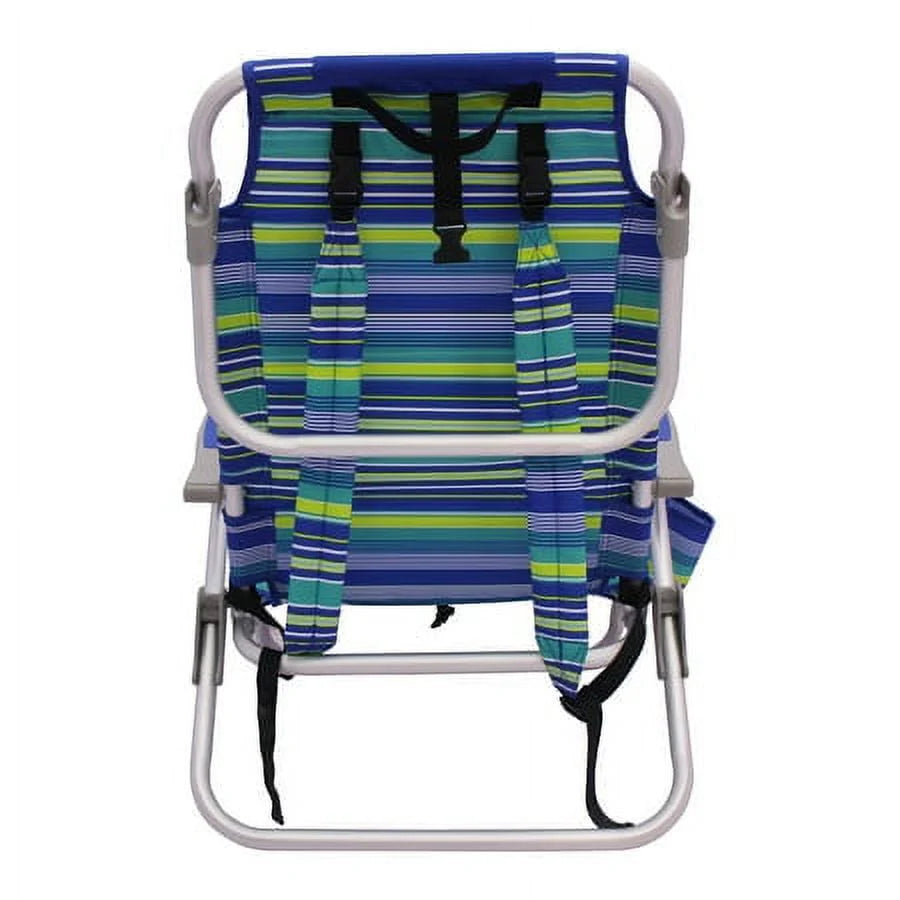 2-Pack Lay-Flat Backpack Chair Blue & Green Stripe C6372