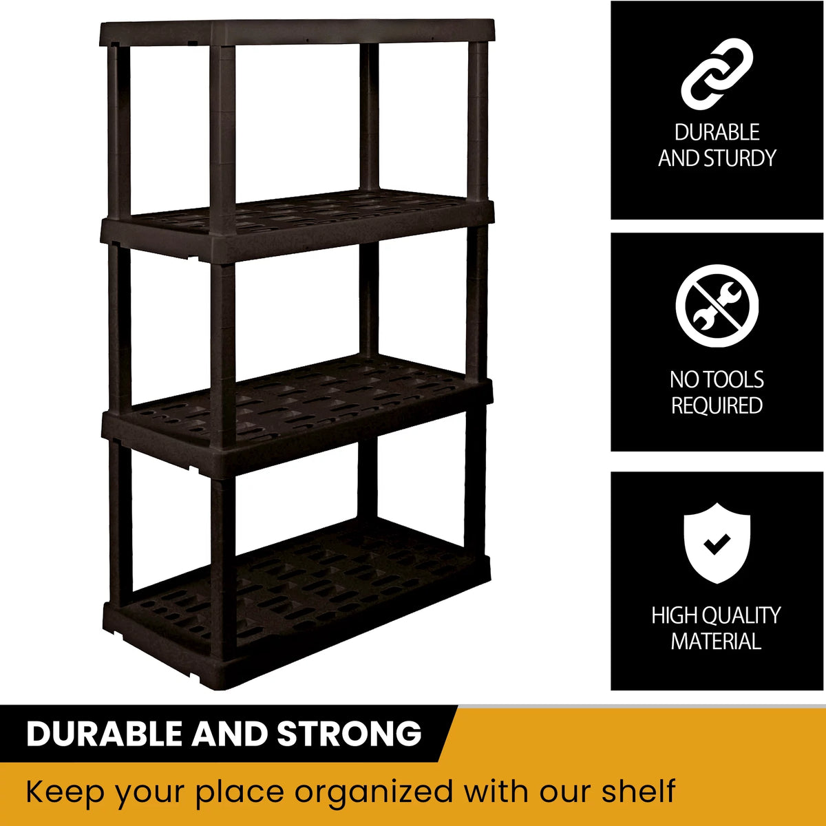 4-Tier Black Plastic Storage Unit J647105