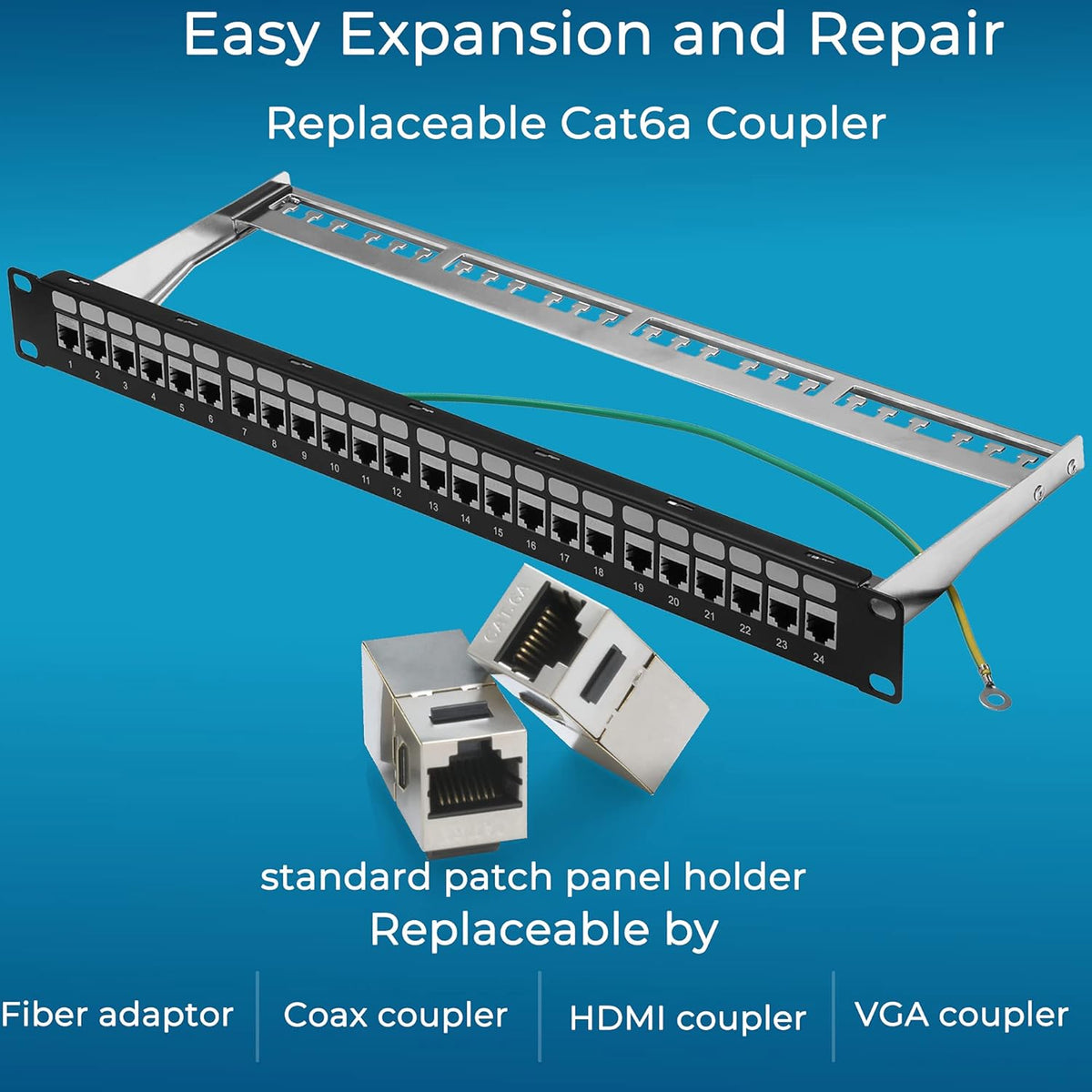 24 Port Cat6A STP Shielded 1U Network Patch Panel J909766