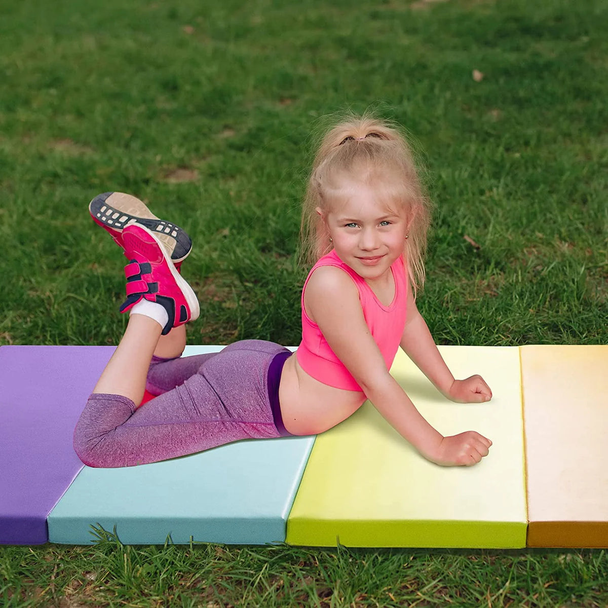 3' x 6' Kids Gymnastics Mat with Carrying Handles T35307