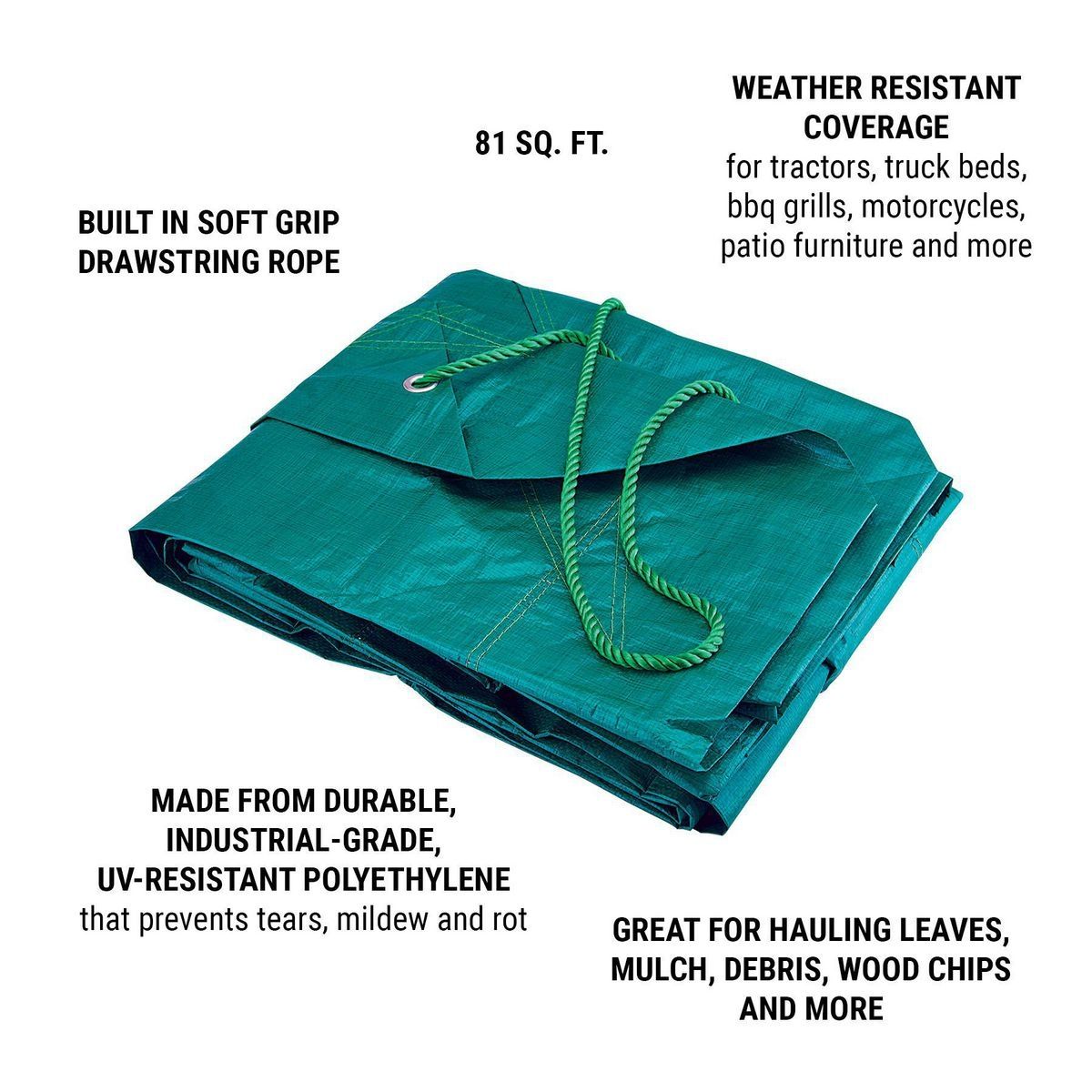 9 ft. x 9 ft. Weather-Resistant Drawstring Tarp T8063