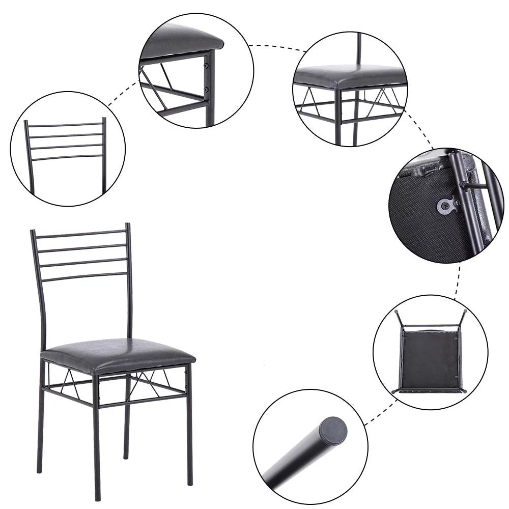 5 Pcs Black Glass Top Dining Set D3330