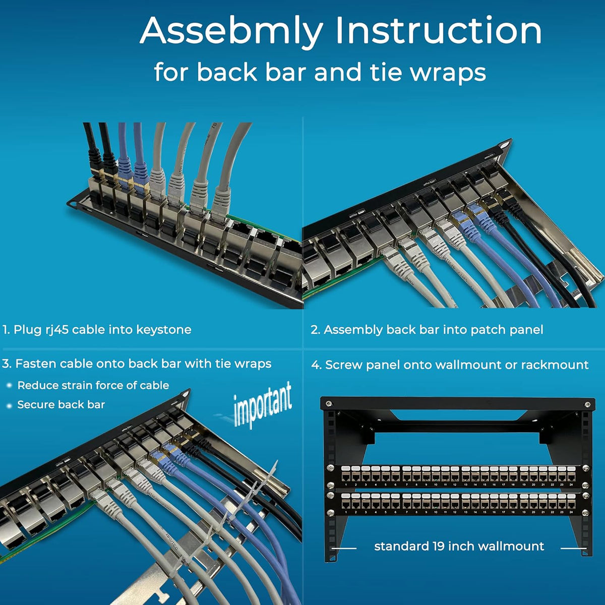 24 Port Cat6A STP Shielded 1U Network Patch Panel J909766