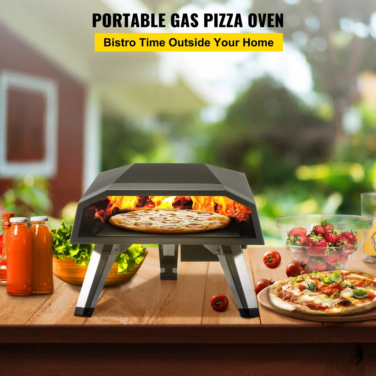 Stainless Steel Propane Pizza Oven with 12 Pizza Stone M542160