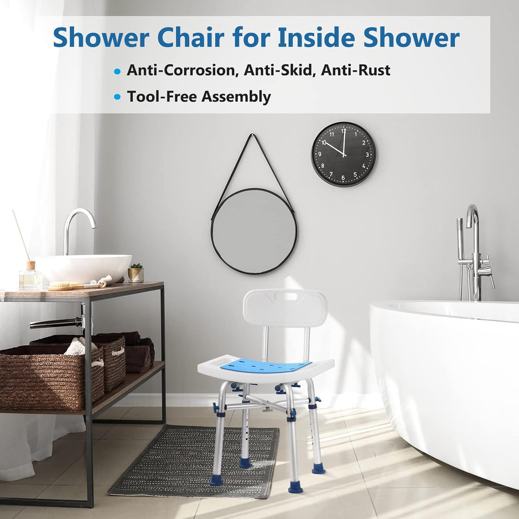 Nonslip Shower Chair with Back Padded Seat T77315