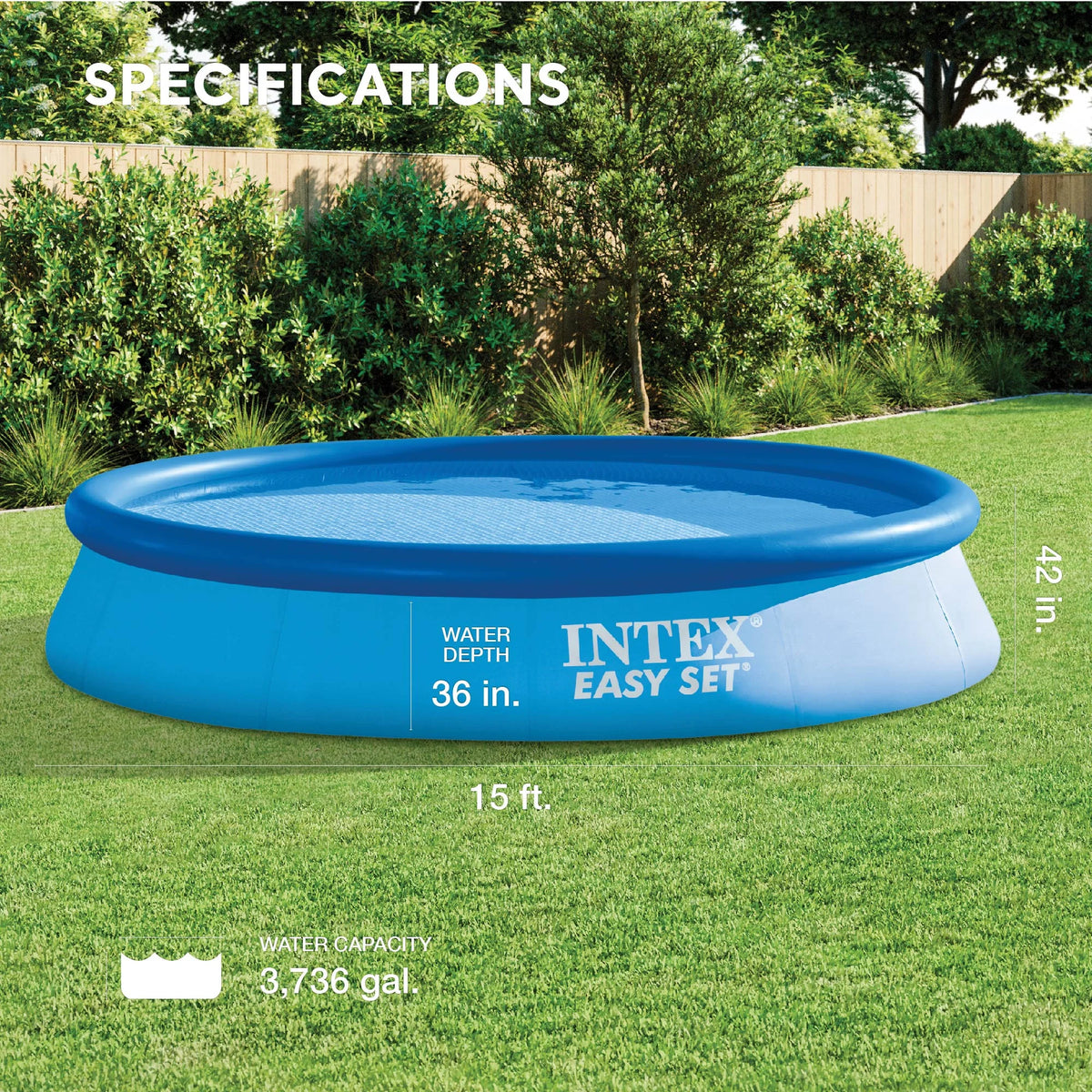 15ft x 42in Inflatable Above Ground Swimming Pool with Pump T9136