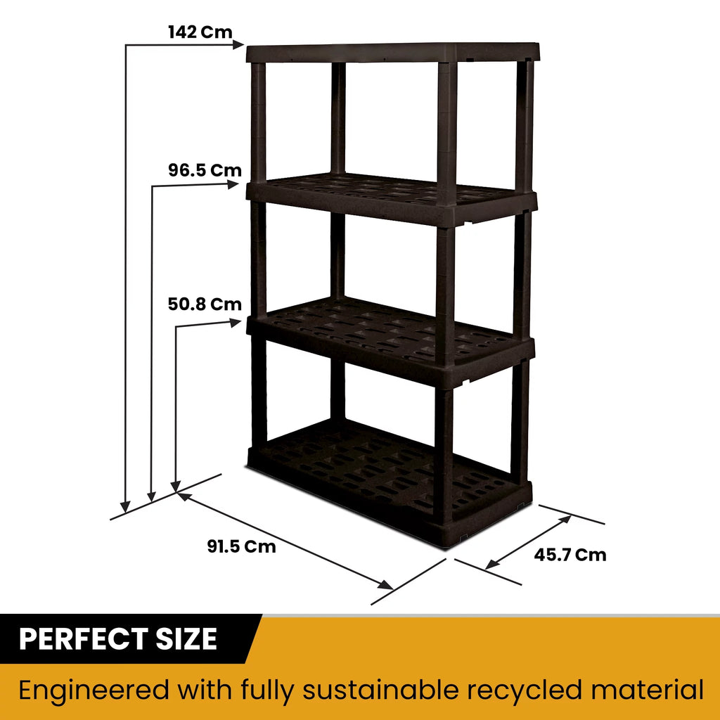 4-Tier Black Plastic Storage Unit J647105