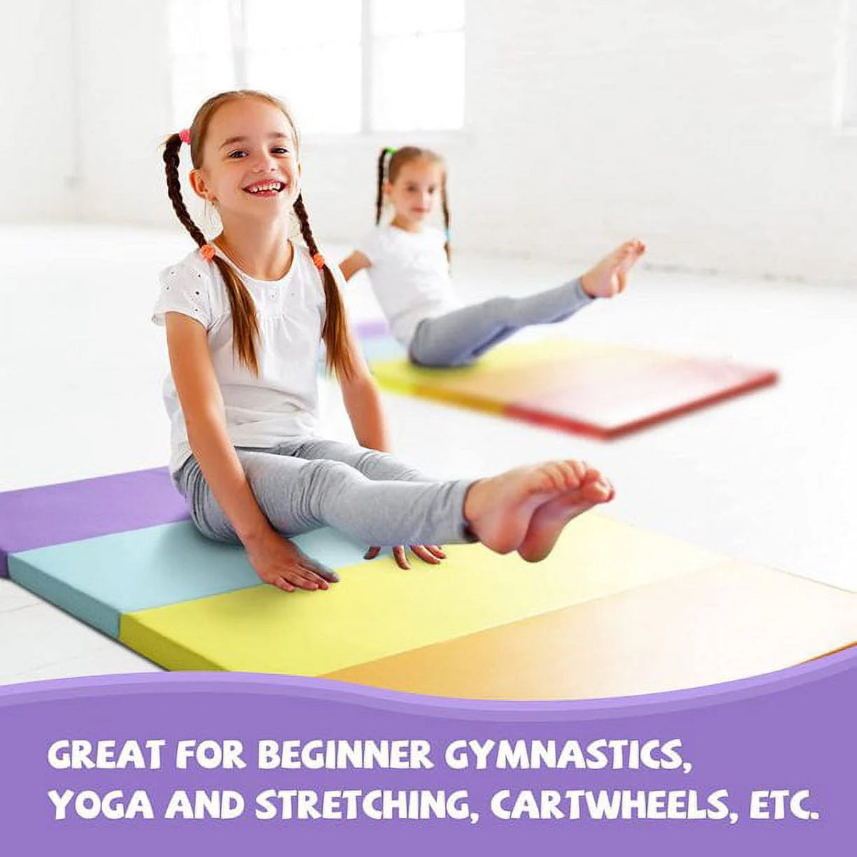 3' x 6' Kids Gymnastics Mat with Carrying Handles T35307