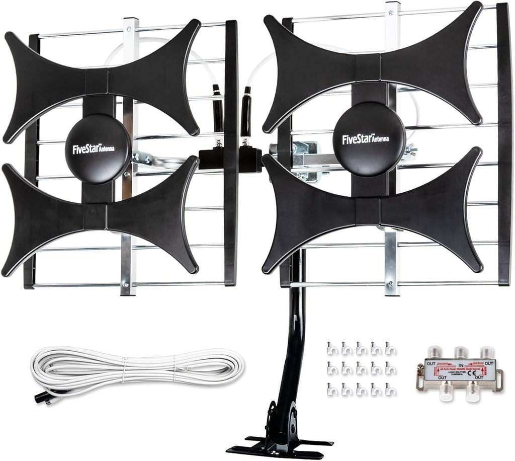 Multi-Directional Amplified HDTV Antenna up to 200 Mile Range UHF VHF 4K 1080P with 40ft Coaxial Cable U850