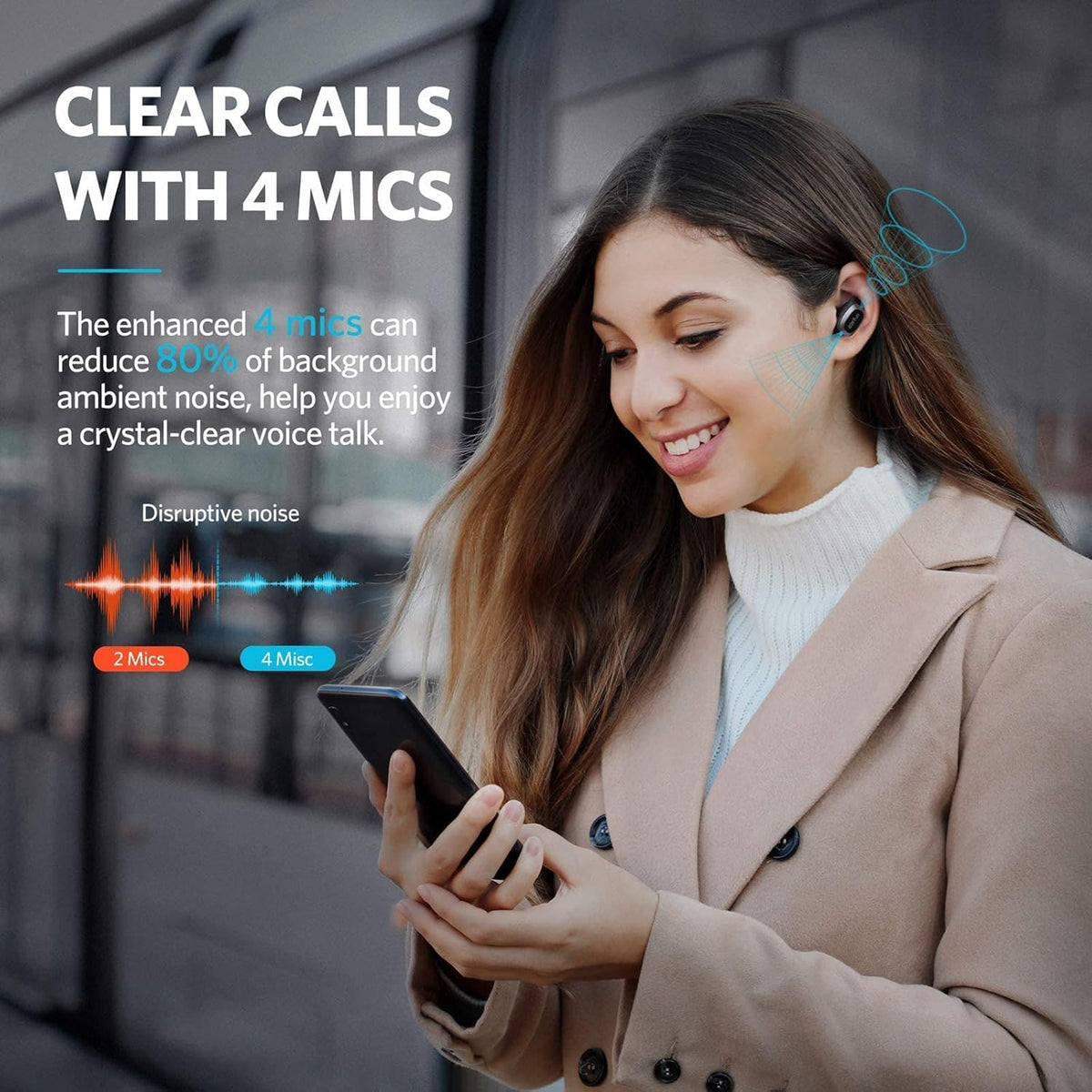 Wireless Active Noise Cancelling Bluetooth Earbuds M594916