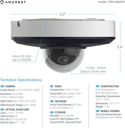 1080P PTZ Outdoor PoE Camera M916