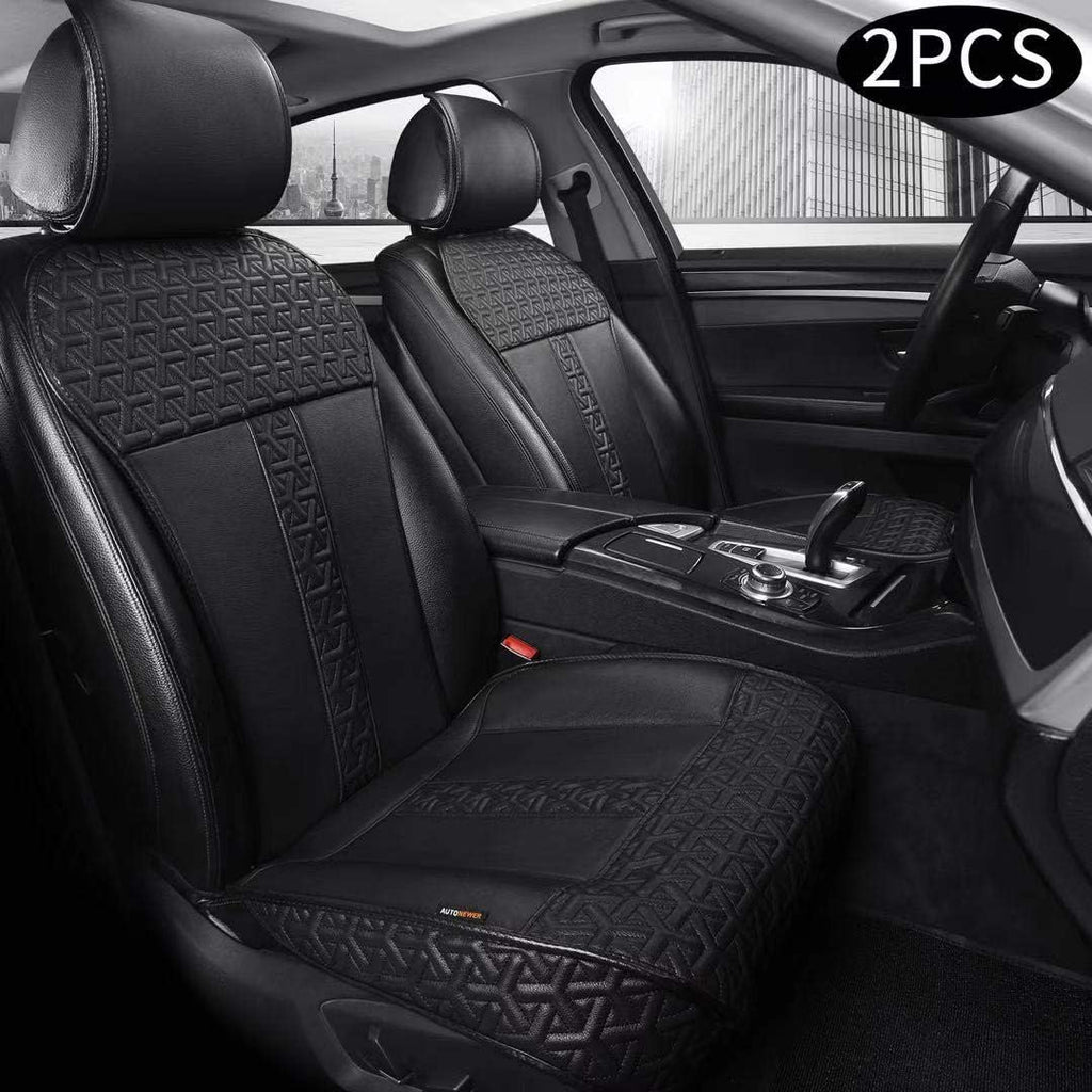 Leather PU Car Seat Cover Black 2PCS H7848