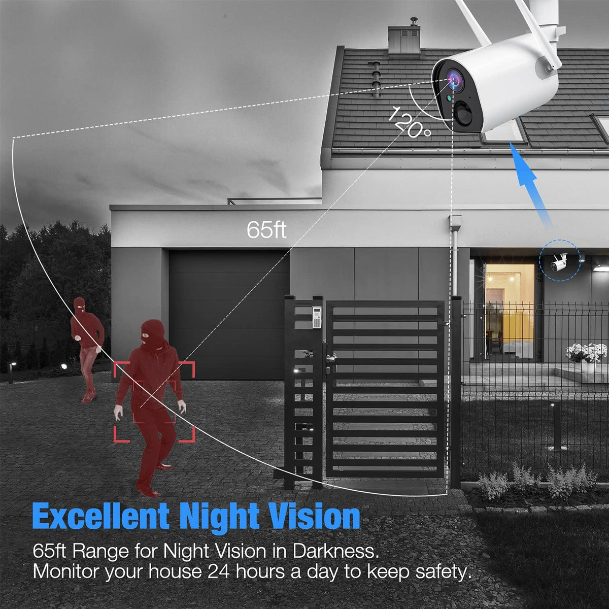1080P Wireless Outdoor Security Camera with Night Vision M3393