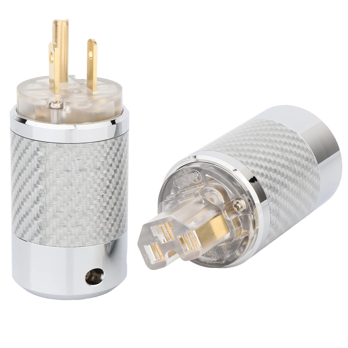 Black Carbon Fiber Transparent Power Plug Connector 10A/250V 15A/125V IEC320 C13 Q7407