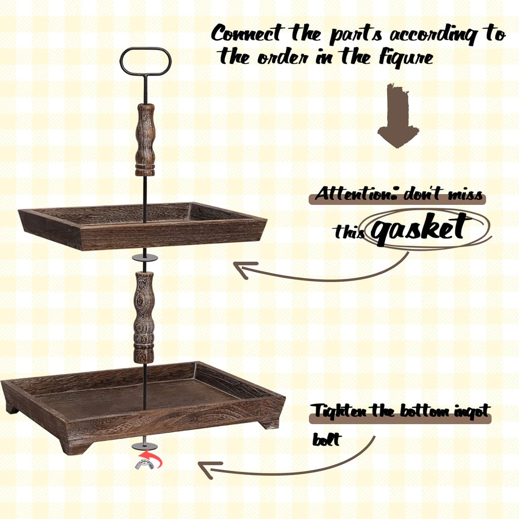 Two Tiered Wood Tray K90823