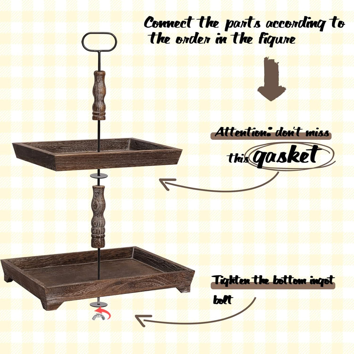 Two Tiered Wood Tray K90823