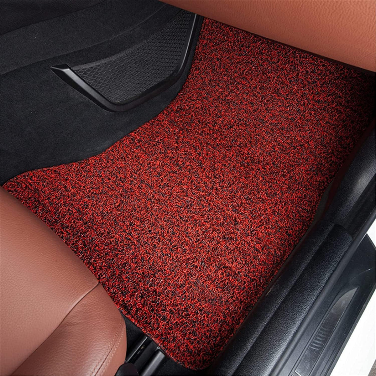 Black Red 2 Piece Rubber Car Floor Mats H37345