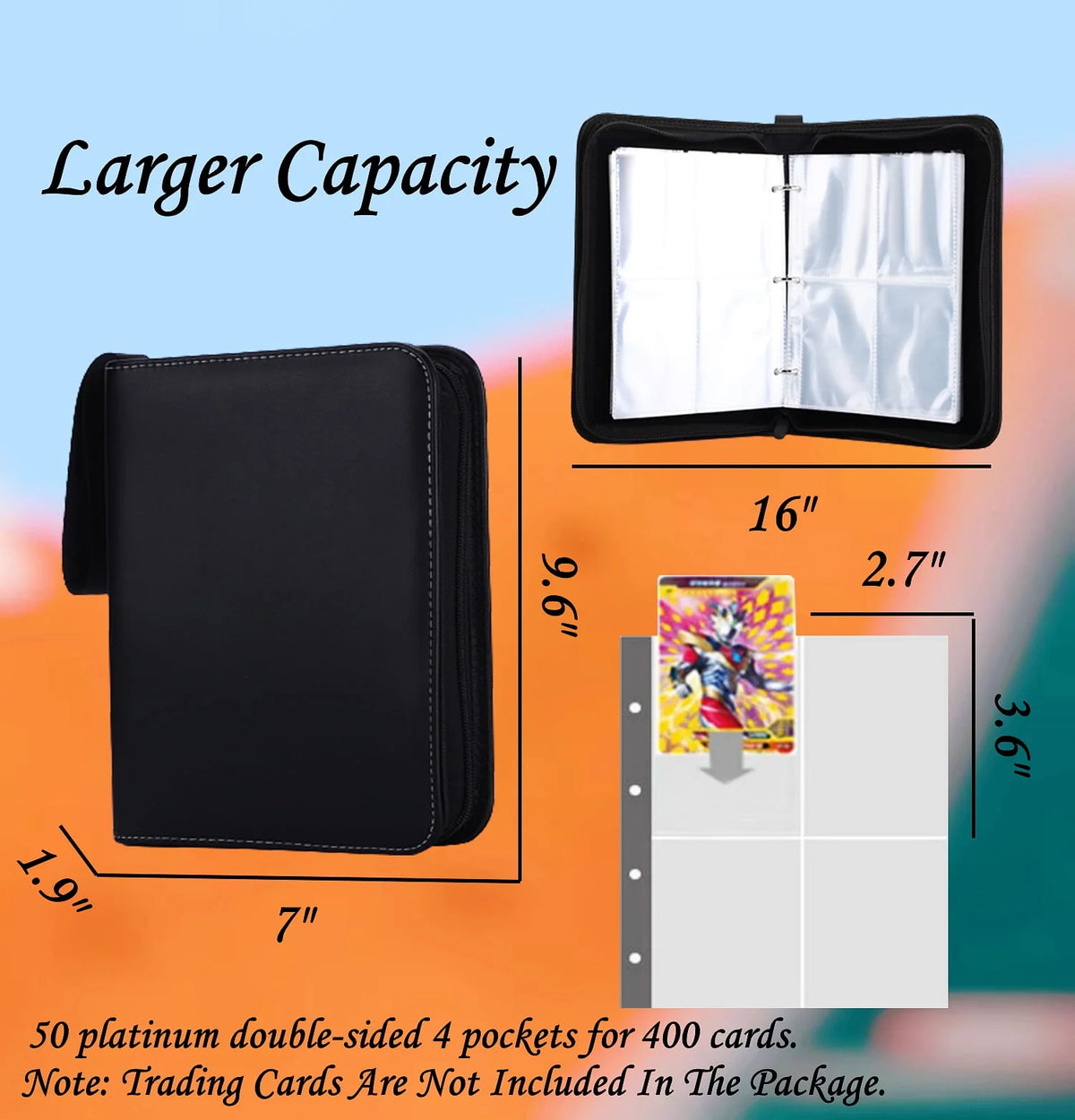 Black 4-Pocket Trading Card Binder I726