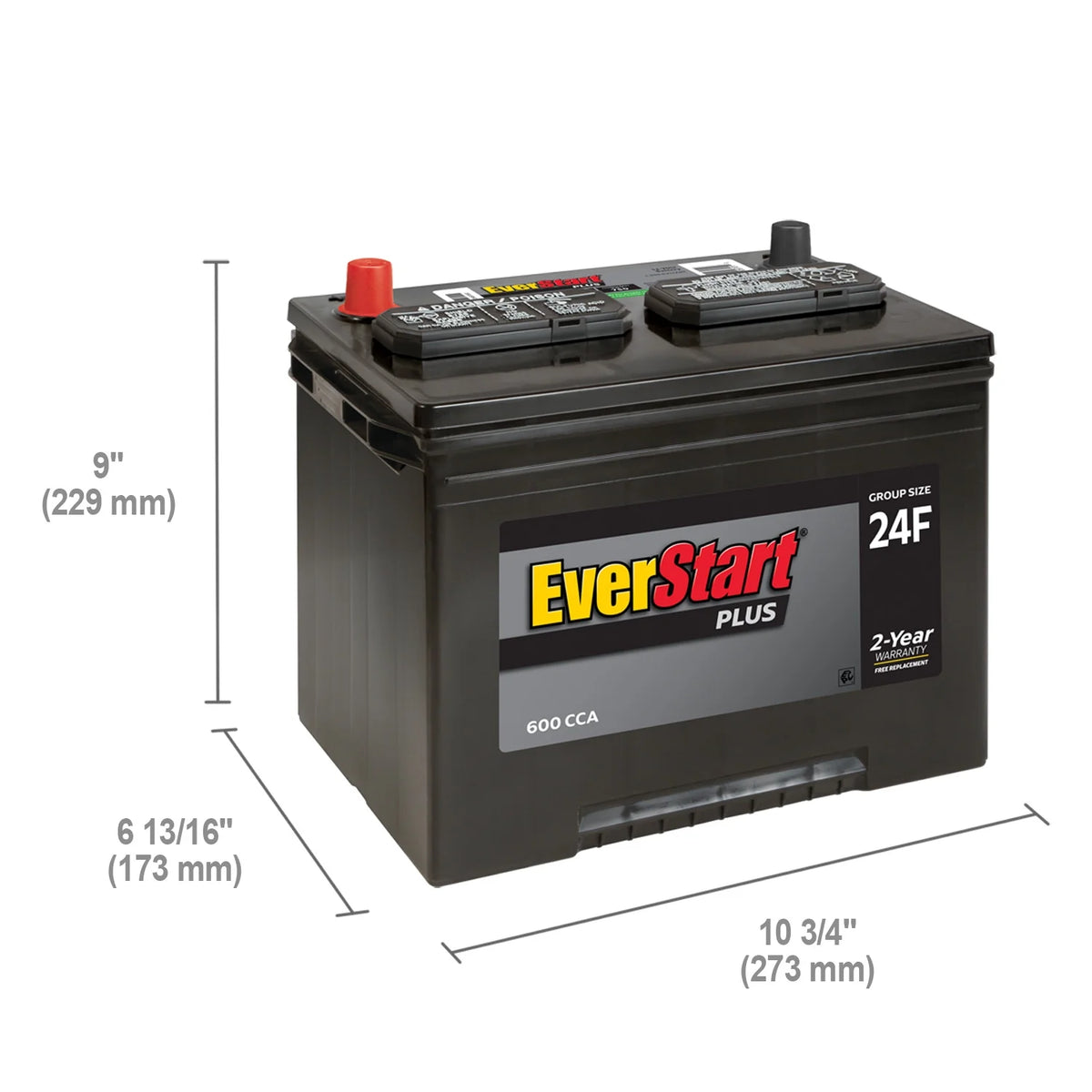 Lead Acid Automotive Battery Group Size 24F 12 Volt 600 CCA T576558