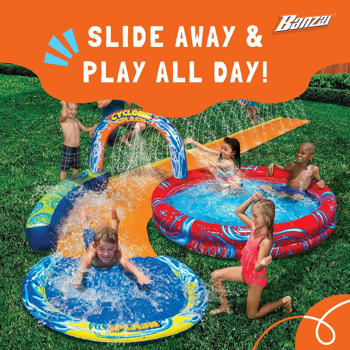 Inflatable Splash Park with Sprinkling Slide & Water Pool E4071