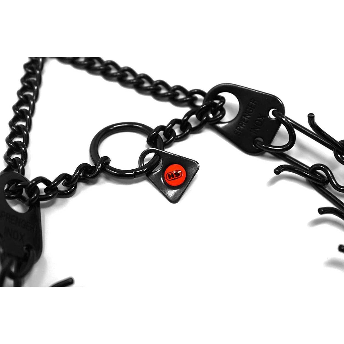Black Stainless Steel Prong Dog Training Collar with Swivel D302
