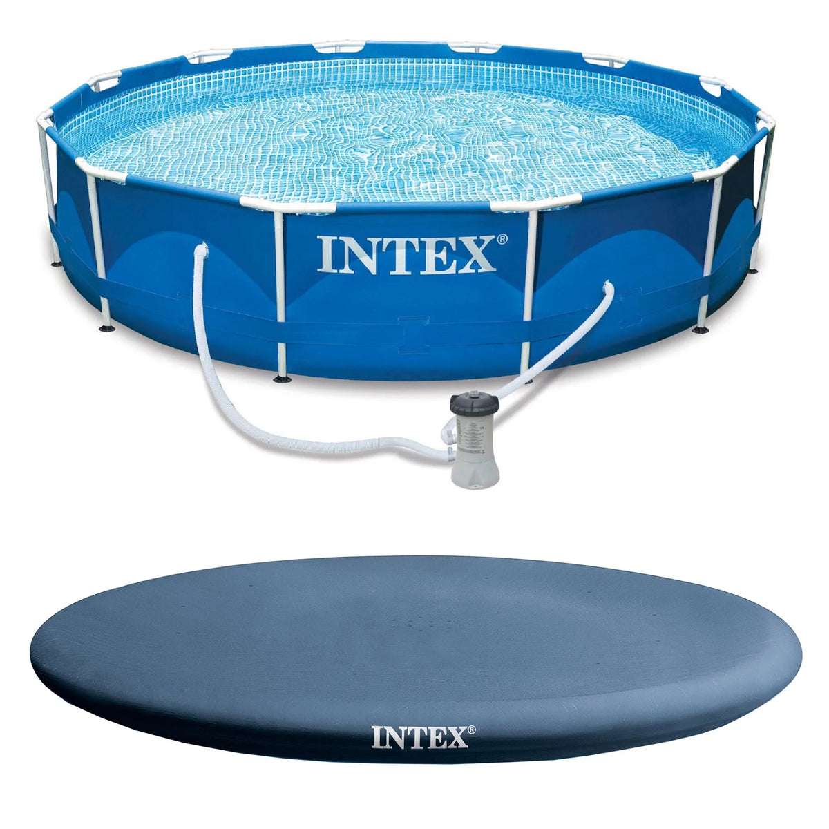 12' x 30 Round Metal Frame Swimming Pool with Filter Pump J384480
