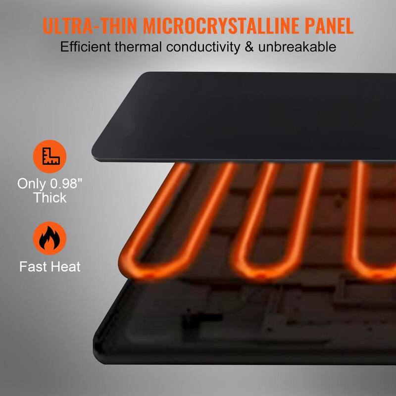 Black Portable Tempered Glass Electric Warming Tray J6934