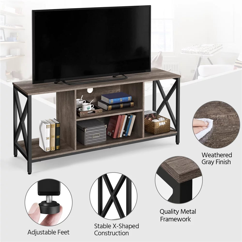 TV Stand with Storage up to 65'' Distressed Gray V9356