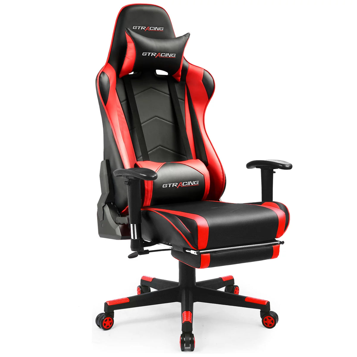 Red PU Leather Gaming Chair with Footrest I827